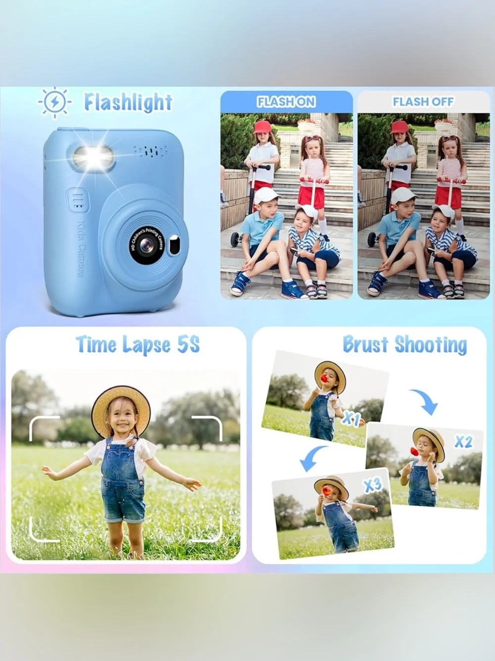 Kids Instant Print Camera 32GB – HD Digital Camera w/ Photo Printing, Blue